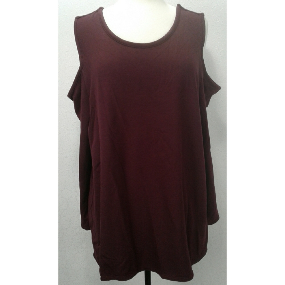 Lane Bryant:Burgundy teal cold shoulder top criss cross back plus  SZ 18/20